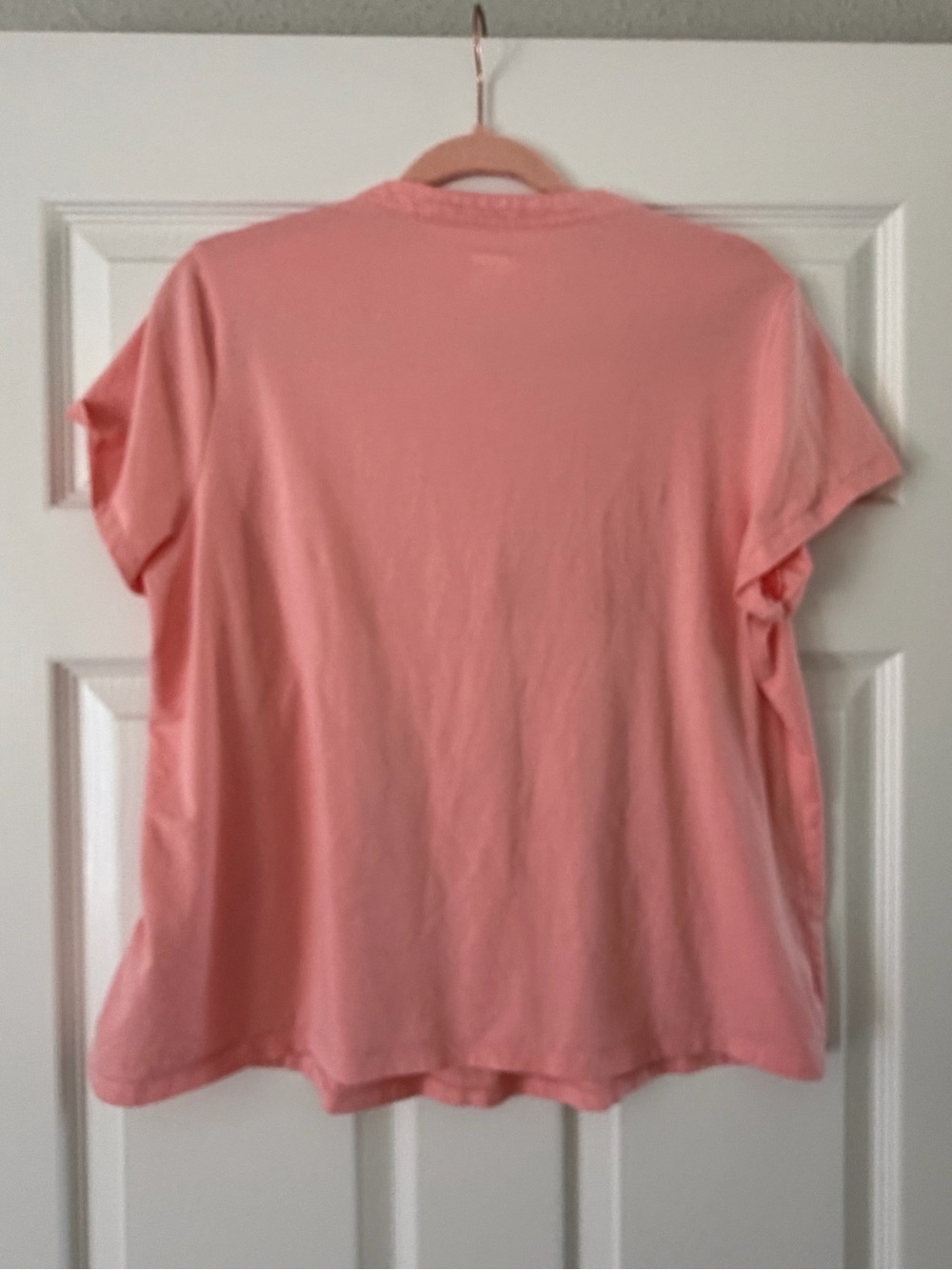 Lands' End Coral Pink Pintuck Short-Sleeve Button Front Top - Picture 2 of 3